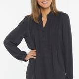 Pleated Front Tunic - Black