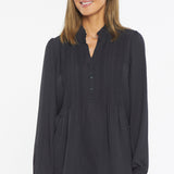 Pleated Front Tunic - Black