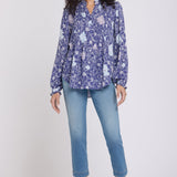 Pleated Front Tunic - Poppies at Dusk