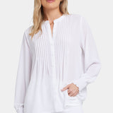 Pleated Peasant Blouse - Optic White