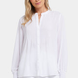 Pleated Peasant Blouse - Optic White
