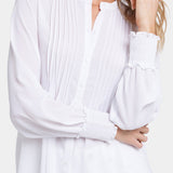 Pleated Peasant Blouse - Optic White