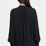 Pleated Peasant Blouse - Black
