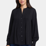 Pleated Peasant Blouse - Black