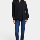 Pleated Peasant Blouse - Black