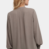 Pleated Peasant Blouse - Dark Wood
