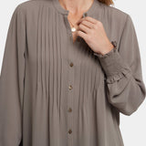 Pleated Peasant Blouse - Dark Wood