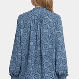 Pleated Peasant Blouse - Rain Garden