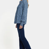 Pleated Peasant Blouse - Rain Garden