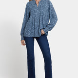 Pleated Peasant Blouse - Rain Garden