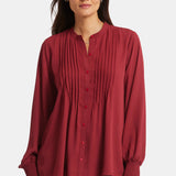 Pleated Peasant Blouse - Wild Currant