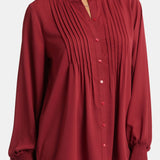 Pleated Peasant Blouse - Wild Currant