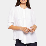 Pleated Short Sleeved Blouse - Optic White