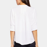 Pleated Short Sleeved Blouse - Optic White