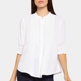Pleated Short Sleeved Blouse - Optic White