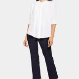 Pleated Short Sleeved Blouse - Optic White