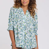 Pleated Short Sleeved Blouse - Bloomington