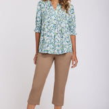 Pleated Short Sleeved Blouse - Bloomington