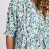 Pleated Short Sleeved Blouse - Bloomington