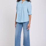 Pleated Short Sleeved Blouse - Starlight