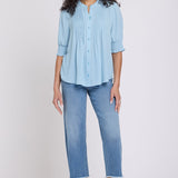 Pleated Short Sleeved Blouse - Starlight