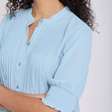 Pleated Short Sleeved Blouse - Starlight