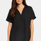 Becky Short Sleeved Blouse - Black