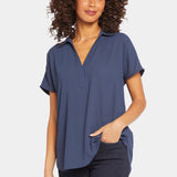 Becky Short Sleeved Blouse - Oxford Navy