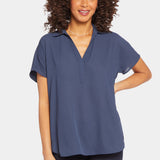 Becky Short Sleeved Blouse - Oxford Navy