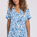 Becky Short Sleeved Blouse - Blue Visions