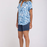 Becky Short Sleeved Blouse - Blue Visions