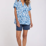 Becky Short Sleeved Blouse - Blue Visions