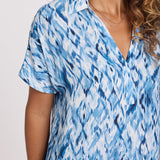 Becky Short Sleeved Blouse - Blue Visions