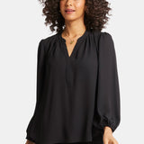 Puff Sleeve Popover Top - Black