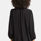 Puff Sleeve Popover Top - Black