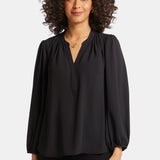 Puff Sleeve Popover Top - Black