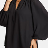 Puff Sleeve Popover Top - Black