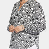 Puff Sleeve Popover Top - Night Owl