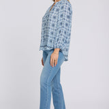 Puff Sleeved Popover Top - Azure Sky