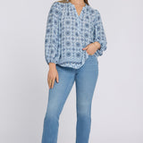 Puff Sleeved Popover Top - Azure Sky