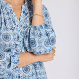 Puff Sleeved Popover Top - Azure Sky