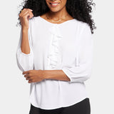 Flounce Front Blouse - Optic White