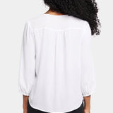 Flounce Front Blouse - Optic White