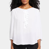 Flounce Front Blouse - Optic White