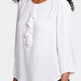 Flounce Front Blouse - Optic White