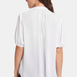 Short Puff Sleeve Popover Top - Optic White