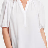 Short Puff Sleeve Popover Top - Optic White
