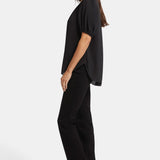 Short Puff Sleeve Popover Top - Black