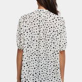 Short Puff Sleeved Popover Top - Josephine Dots