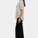 Short Puff Sleeved Popover Top - Josephine Dots
